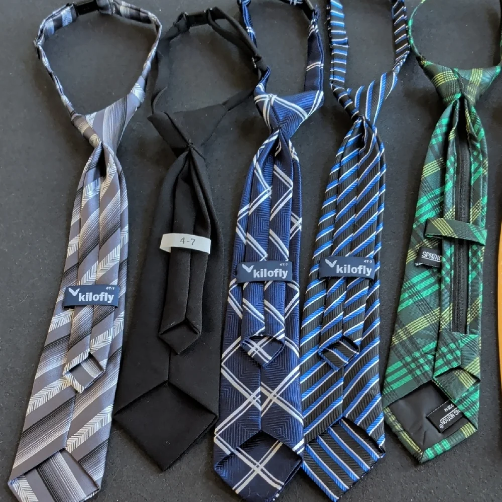 Boy's Assorted Patterned and Solid Pre-Tied Neckties - Multi-Color Pack